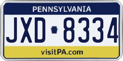 PA license plate JXD8334