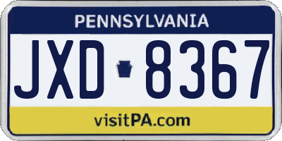 PA license plate JXD8367