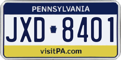 PA license plate JXD8401