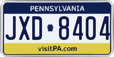 PA license plate JXD8404