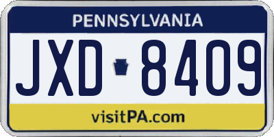 PA license plate JXD8409