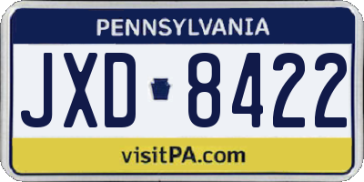 PA license plate JXD8422