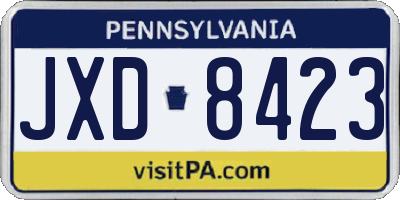 PA license plate JXD8423