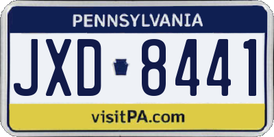 PA license plate JXD8441