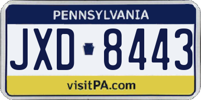 PA license plate JXD8443