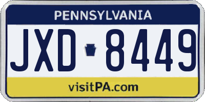 PA license plate JXD8449