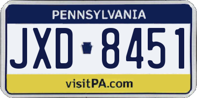 PA license plate JXD8451