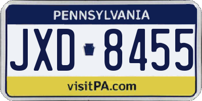 PA license plate JXD8455