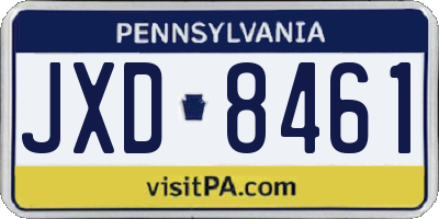 PA license plate JXD8461
