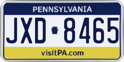 PA license plate JXD8465