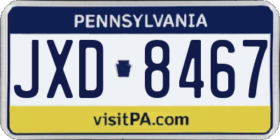 PA license plate JXD8467