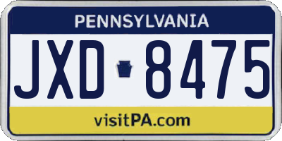PA license plate JXD8475