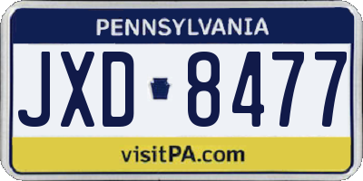 PA license plate JXD8477