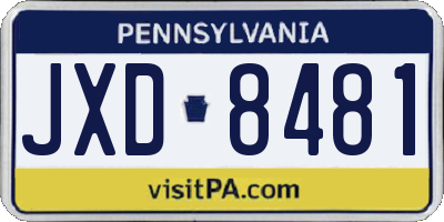 PA license plate JXD8481
