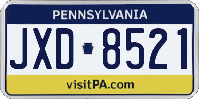 PA license plate JXD8521