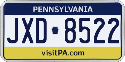 PA license plate JXD8522