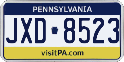 PA license plate JXD8523