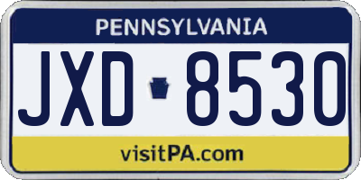 PA license plate JXD8530