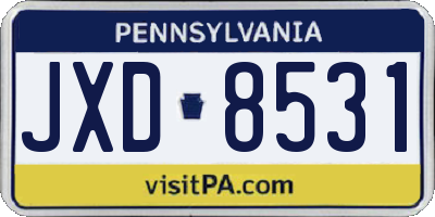 PA license plate JXD8531