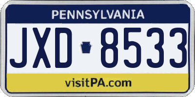 PA license plate JXD8533