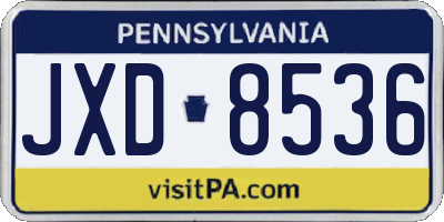PA license plate JXD8536
