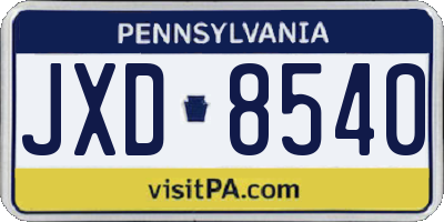 PA license plate JXD8540