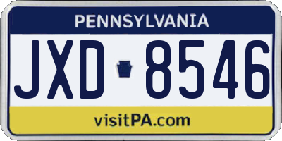 PA license plate JXD8546