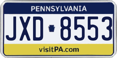 PA license plate JXD8553