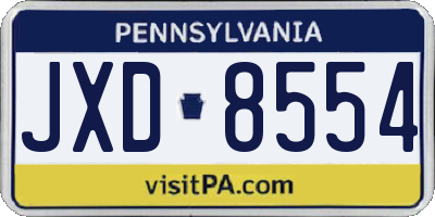 PA license plate JXD8554