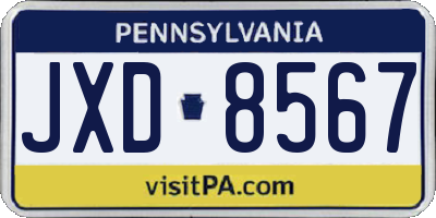 PA license plate JXD8567