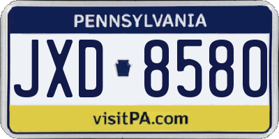 PA license plate JXD8580