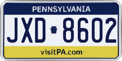 PA license plate JXD8602