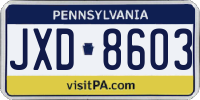PA license plate JXD8603