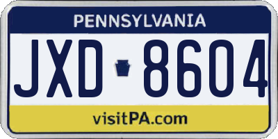 PA license plate JXD8604