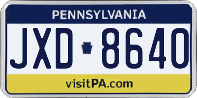 PA license plate JXD8640