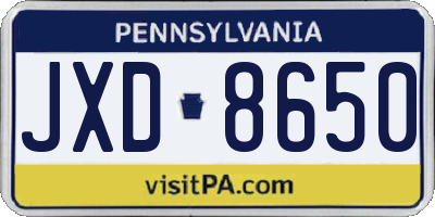 PA license plate JXD8650