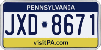 PA license plate JXD8671