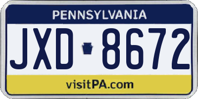 PA license plate JXD8672