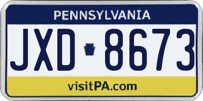 PA license plate JXD8673