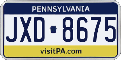 PA license plate JXD8675