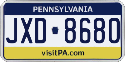 PA license plate JXD8680