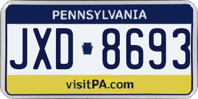 PA license plate JXD8693