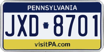 PA license plate JXD8701