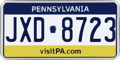 PA license plate JXD8723