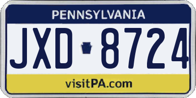 PA license plate JXD8724