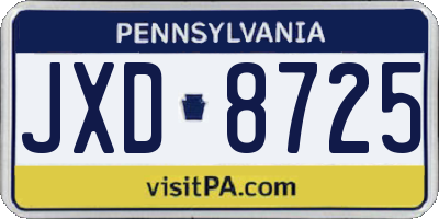 PA license plate JXD8725