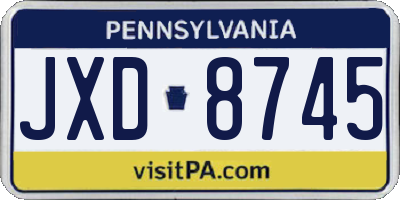 PA license plate JXD8745