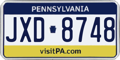 PA license plate JXD8748