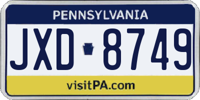PA license plate JXD8749