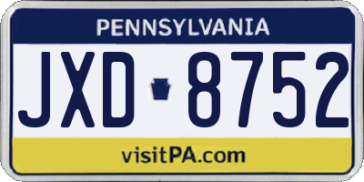 PA license plate JXD8752